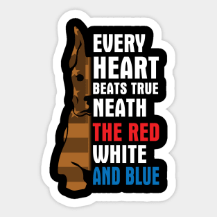 Greatdane Every Heart Beats True Neath The Red White And Blue Happy Independence July 4th Day Dogs Sticker